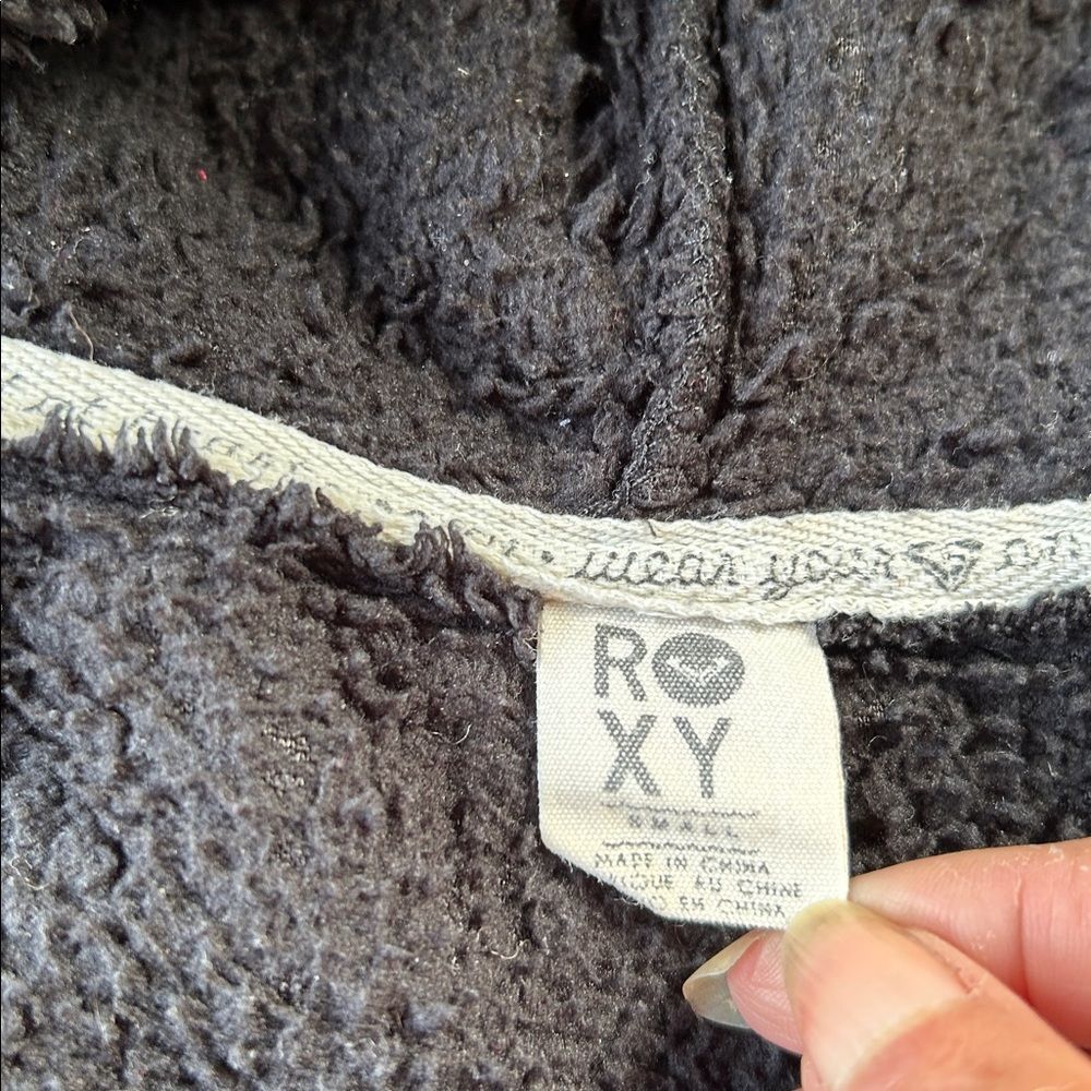 Roxy Black Fleece Zip-Up Hoodie Size Small - Picture 7 of 10